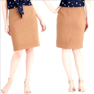 J.CREW TAN CAMEL KHAKI  WOOL CLASSIC "THE PENCIL" SKIRT